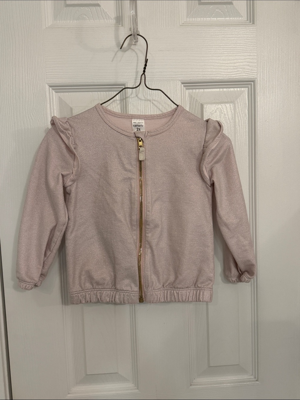 Carter's Light Pink Metallic Zip Jacket with Gold Zipper
